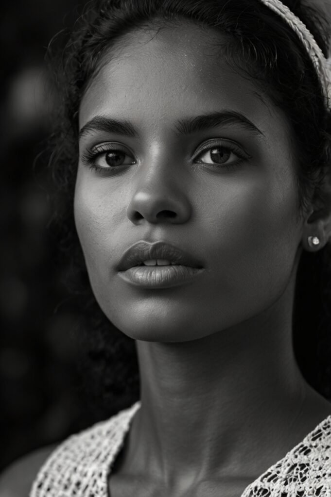 Luz para Fotografia 16 Cinematic Kino A black and white portrait of a Brazilian indiv 2